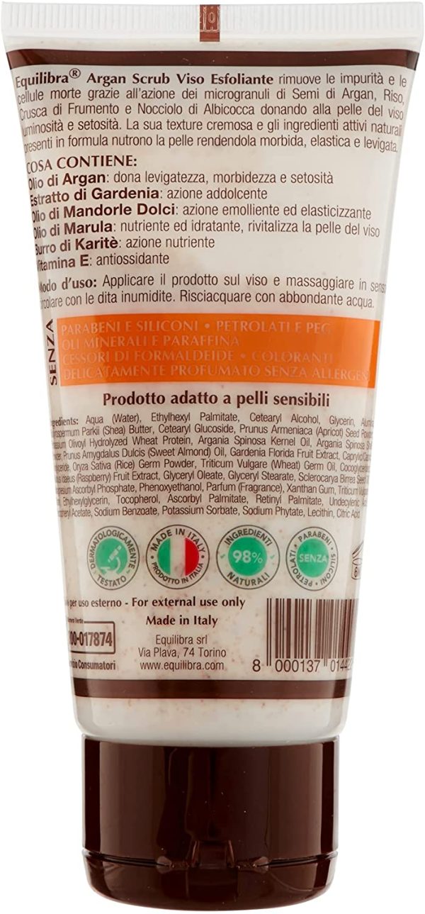 Equilibra Argan Scrub Viso Esfoliante, 75 ml - immagine 2