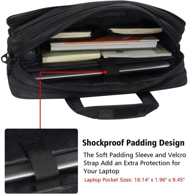 Borsa Porta PC, 17 Pollici Borsa per PC Portatile Notebook Impermeabile Borsa a Tracolla per Laptop Borsa da Lavoro per Uomini Donne Insegnanti Affari Viaggi Scuola Studenti Universitari, Nero - immagine 5