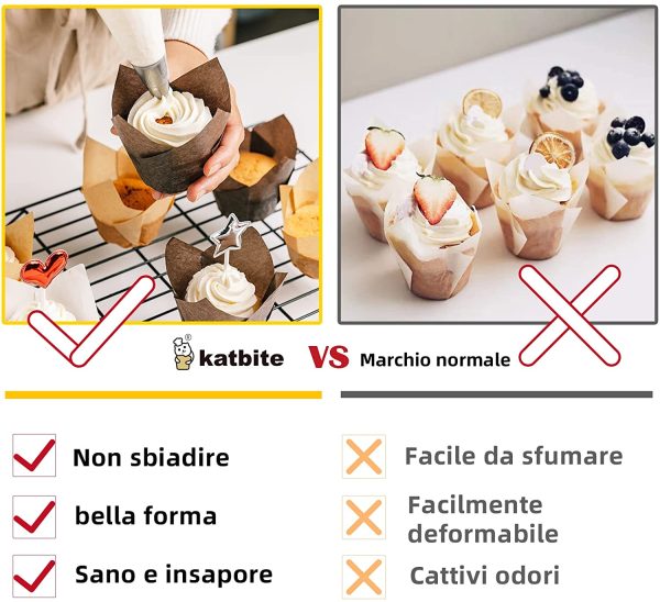 Cupcake Cases Standard Muffin Fodere Heavy Duty Bicchieri monouso (marrone scuro) - immagine 3