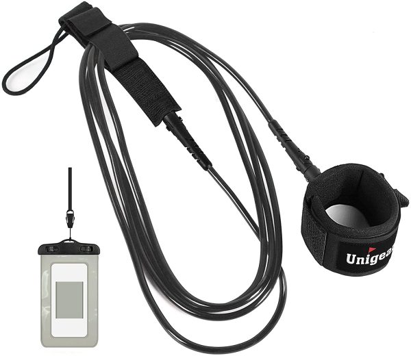 Unigear Surf Leash, Premium Straight Surf Leash per Una Navigazione pi?? sicura e illimitata con Custodia per Telefono Impermeabile, 6/8/9/10 Piedi - immagine 7