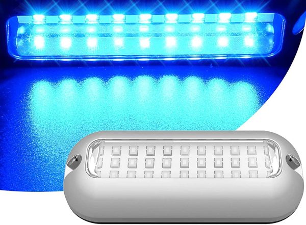 27 LED luci a LED subacquee per barche,pontoni marini Luce di poppa per barche subacquee,Luci di coperta per barche in acciaio inossidabile IP68 impermeabili Luci da pesca a poppa a led - Blu - immagine 4