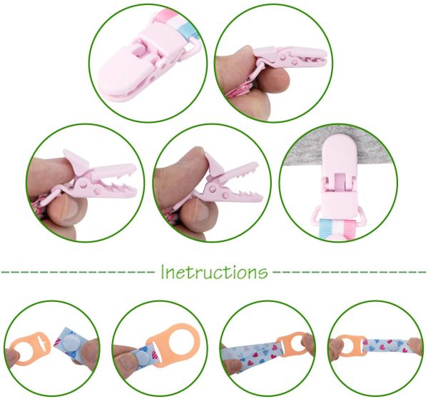 Clip per ciuccio e Silicone Pulsante Anello, Annhao Catenella Ciuccio Clip Catena Pulsante Fisso Regolare Per Baby Ragazzi Ragazze 16 pc (8 pc Clip per ciuccio + 8 pc Silicone Pulsante Anello) - immagine 5