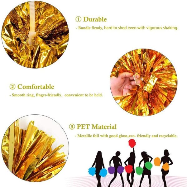 Xinlie PON PON in Plastica per Cheerleaders Cheerleading Pom Poms Pompon Cheerleader Mano Fiori Cheerleader Pompoms PON-PON Cheerleading Pompon Sport Danza Allegria Pompon di Plastica (4 Pezzi) - immagine 6