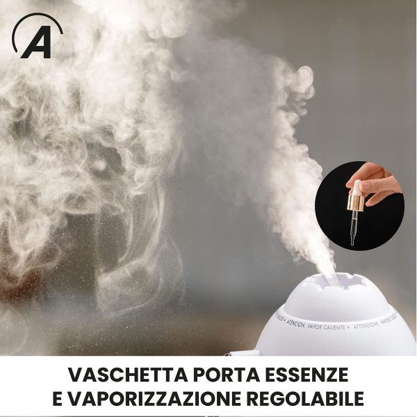 820 AR820 Umidificatore a Vapore Caldo PACO ad Elettrodi 400 W Capacità 2 Litri Vaporizzazione Regolabile Con Autospegnimento, Plastica, Viola - immagine 7