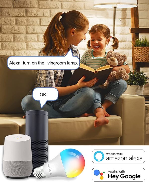 Lampadine LED Alexa Inteligente WiFi, Dimmerabile Lampadina ANTELA Smart 10W , RGB & 2700K-6500K bianco freddo caldo, compatibile con Alexa/Google Home, 4 pezzi - immagine 5