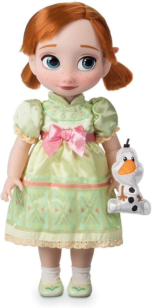 Bambola di Anna della collezione Animator per Disney Store, Frozen, 39 cm/15", con capelli applicati realistici, outfit, scarpe, Olaf in raso imbottito, bambola di principessa da collezione, età 3+ - immagine 2