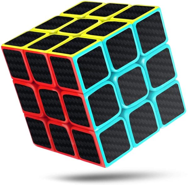 cfmour Speed Cubes (Quadrato al Centro),Cubo di Rubix 3x3,Carbon Fiber Sticker Smooth Speed Rub liks cubo 3x3,Cubo Magico, Versione migliorata, 5.7cm Nero - immagine 4