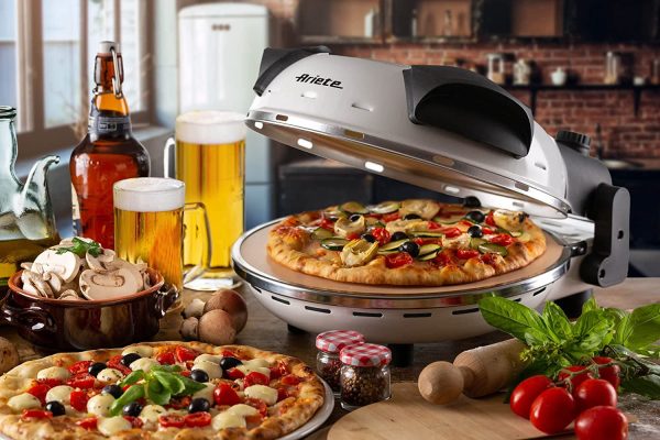 918 Pizza in 4' minuti, Forno Pizza, 1200 W, Pietra refrattaria con trattamento anti-aderente, Temperatura Max 400??C, 5 livelli di cottura, Bianco - immagine 5