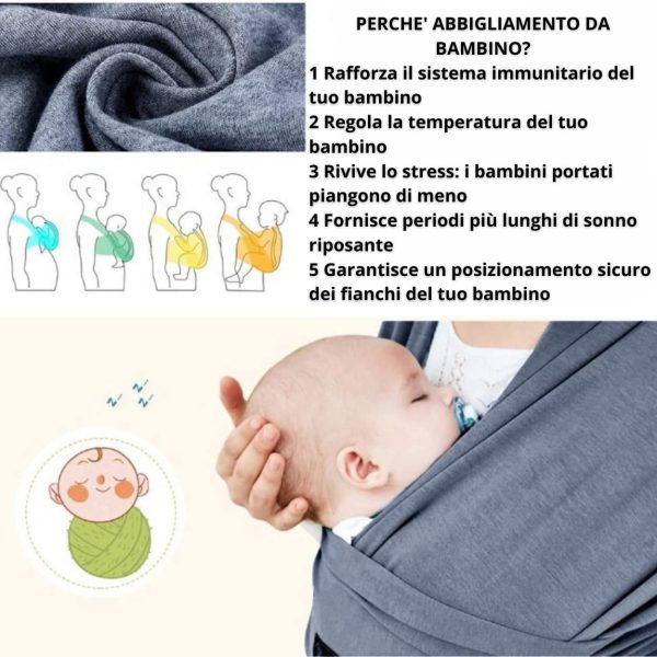 Fascia Porta Beb?? per Neonati e Bambini Facile da Indossare per Neonato per Trasporto a Mani Libere Fascia Porta Bimbo Unisex Ergonomico Traspirante Fantastica Ideale come Regalo Nascita - immagine 8