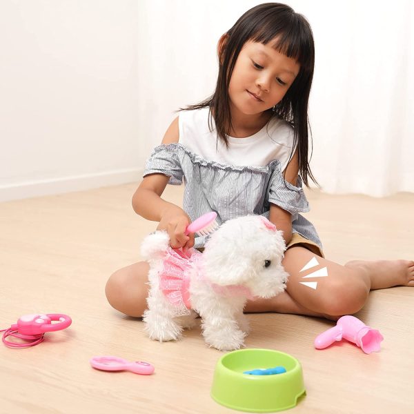 OR OR TU Telecomando Peluche Elettrico Cane Giocattoli per Ragazze Bambini Camminare e Abbaiare,Scuotere Coda Giocattoli Interattivi Animali Prima Educazione Regalo di Compleanno per 3 4 5 6+ Anni - immagine 4