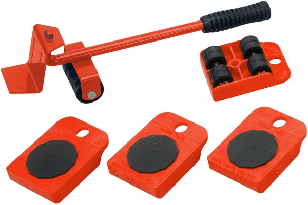 4Single9900 - Rullo di trasporto per mobili, Portata massima Single50 kg ciascuno, Rosso, Set da 5 pezzi - immagine 3