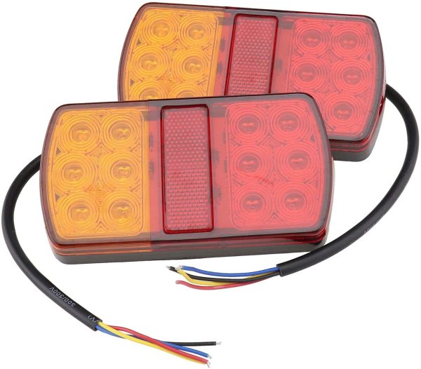 2 PZ Auto Van Rimorchio Camion Fanale Posteriore Luci di Arresto Indicatore Lampada 12 LED ABS - immagine 5