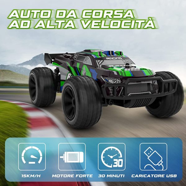 Macchina Telecomandata, Auto Rc Camion Macchinina Radiocomandata Veloce, 2.4GHz 15KM/H Giochi All'aperto Fuoristrada Giocattolo Regalo Natale per Bambini Ragazzo Ragazza 5 6 7 8 9 10 Anni - immagine 5