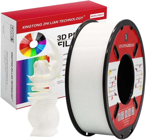 Filamento PLA 1.75mm, XINGTONGZHILIAN 3D Filamento PLA 1.75mm, Materiali di Stampa 3D per Stampante 3D, 1kg 1 Spool, Bianco - immagine 4