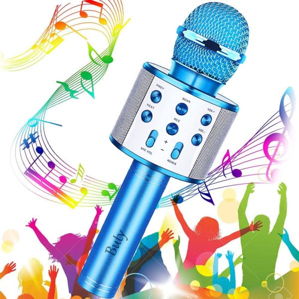 Microfono Karaoke Bluetooth, Buty 4 in 1 Wireless Bambini Karaoke, Portatile Karaoke Microfono con Altoparlante per Cantare, Funzione Eco, Compatibile con Android/iOS o Smartphone (Blu) - immagine 3