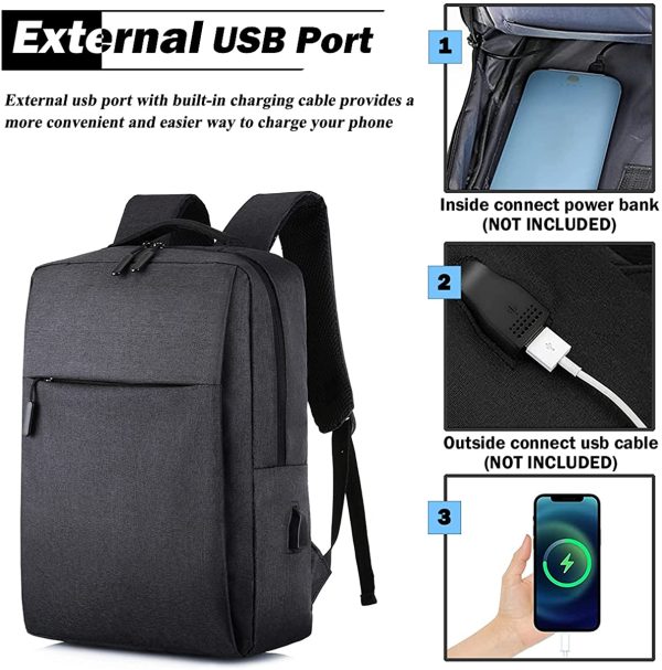 BIGFOX Zaino Uomo, Zaino PC Portatile 15.6 Pollici Zaino Impermeabile, Zaino per Laptop con Porta di Ricarica USB, Zaino da Viaggio, Zaino Lavoro Uomo per Universita Scuola Viaggio, Nero