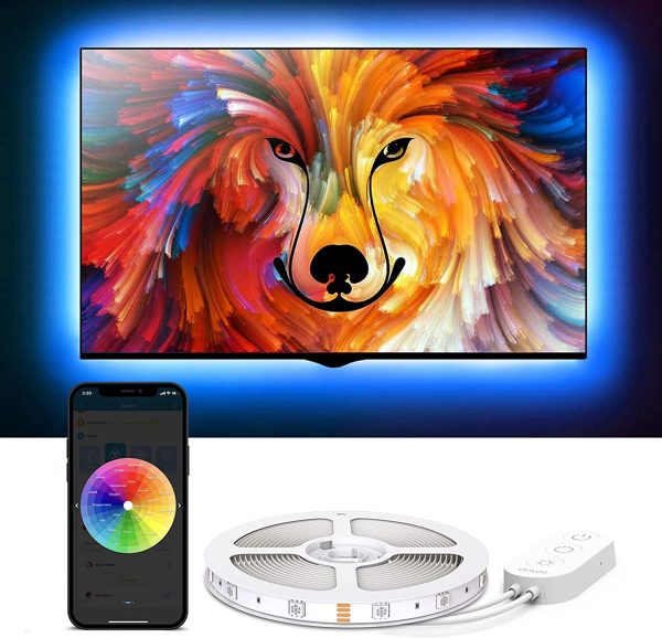 Retroilluminazione 2m TV, Striscia LED RGB USB con App Control, Led Monitor 7 Modalit?? 16 Milioni Colori DIY per HDTV da 40-60 Pollici, 4 ?? 50cm, 5V, 2A - immagine 7