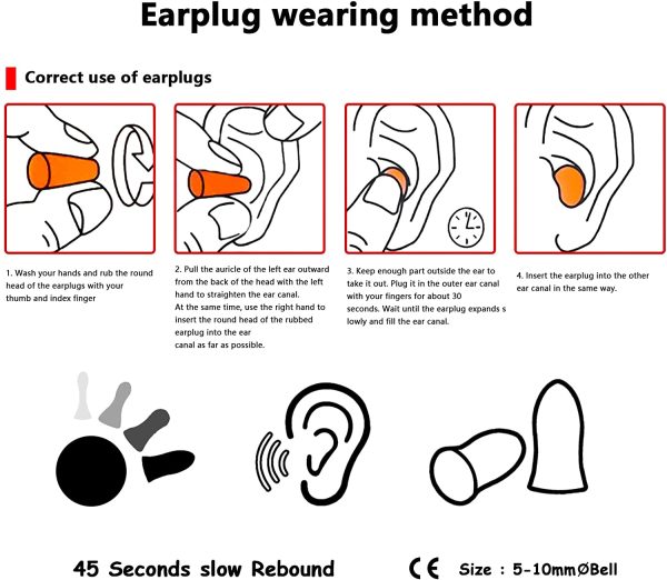 Tappi per le Orecchie Tappi Orecchie Antirumore 60 Paia riutilizzabili - impermeabili, per nuoto, viaggi, concerti, aerei, moto, lavoro, ecc - immagine 6