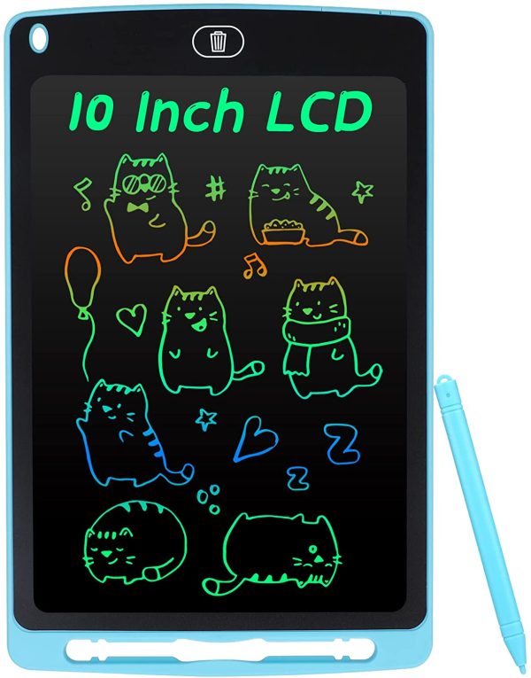 Tavoletta Grafica LCD Scrittura Colorato 10 Pollice, Elettronica Lavagna Cancellabile da Disegno con Penna, Portatile Lavagnetta per Bambini Digitale Ewriter con Pulsante Elimina, Blu - immagine 5