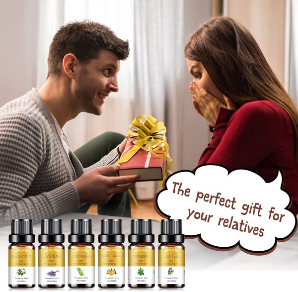 Set di Oli Essenziali, 6x10ml Oli Essenziali per Diffusori Puri 100% San Valentino Olio Essenziale Naturali Confezione Regalo Oli Essenziali per Aromaterapia e Massaggi,Diffusori per il regalo