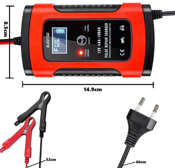 Caricabatteria Mantenitore Auto Moto, 5A 12V Car Battery Charger con Schermo LCD Multi Protezioni Intelligente Automatico Caricatore Manutentore per Auto Moto ATV, Barca, Powers Ports - immagine 6