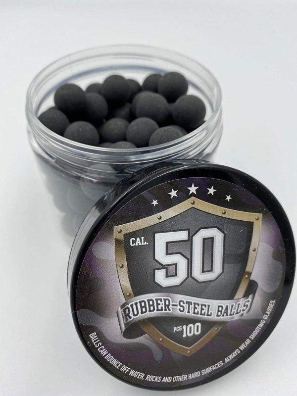 SSR 100x Hard Mix Rubber-Steel Balls Patinballs Rubberballs Pallini in Gomma Acciaio 50 Calibro Cal. for HDR 50 T4e Gun Pistol - immagine 2