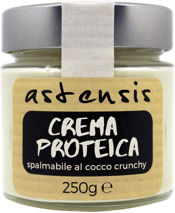 ASTENSIS Tris Proteico - Crema Proteica Spalmabile Pistacchio, Nocciola e Cocco Crunchy - Artigianali 250 Grammi - Proteine - Senza Zucchero, Senza Olio di Palma - Tris Proteico - immagine 4