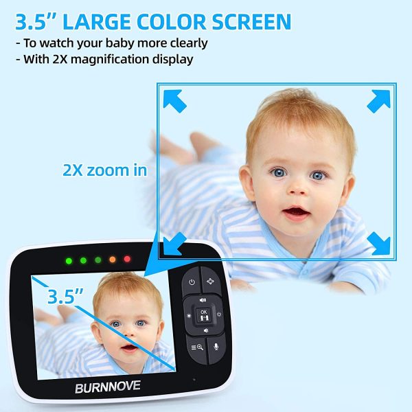 Baby Monitor 3.5 Pollici Baby Video Camera Remota Direzionale 2x Zoom Digitale con Modalit?? ECO Attivazione Vocale Visione Notturna Controllo Remoto Temperatura Stanza Ninne Nanne - immagine 9