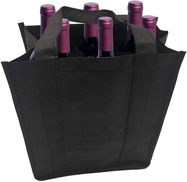 Borsa per Bottiglie Borsa Portabottiglie per 6 x 1,5L Bottiglie, Borsa Porta Bottiglie Vino 6 scomparti Portabottiglie Nero per Viaggi Picnic Feste Pacchetto Regalo - immagine 7