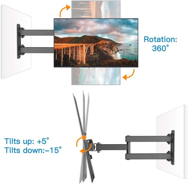 Supporto TV universale, Orientare, Inclinare, Ruotare ?C Adatto per TV LCD/LED a Schermo Piatto tra 13 e 42 pollici ?C Estendibile di 38.5cm ?C Sostiene fino a 20kg ?C Foratura VESA Massima 200X200mm - immagine 4