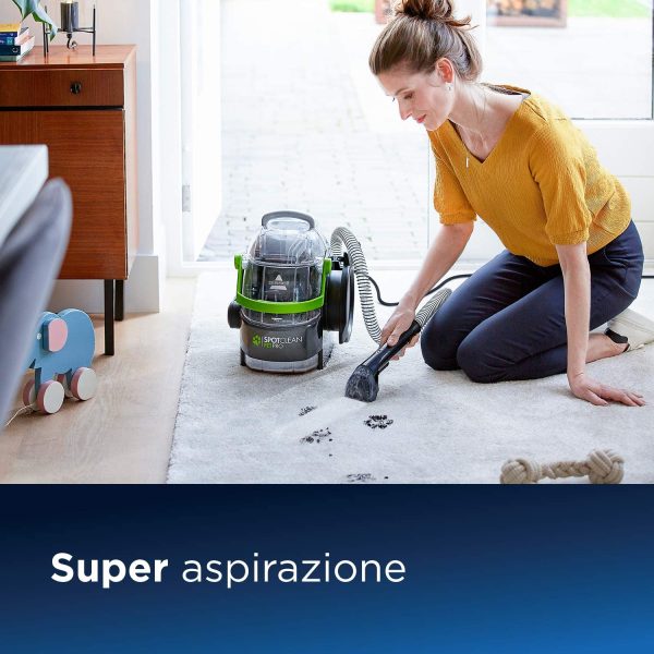 BISSELL SpotClean Pro Pet 15585 Pulitore Portatile, Nero Verde - immagine 6