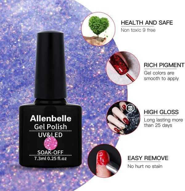 Allenbelle Smalto Semipermanente Camaleonte Nail Polish UV LED Gel Unghie (Kit di 4 pcs 7.3ML/pc) (002) - immagine 2