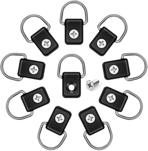 Yosoo Health Gear 10pcs Canoa per Barche Anello D con Kit Viti, D Ring Subacquea Kit di Fissaggio ad Anello per Ponte di Sicurezza D Ring per Attrezzatura da Pesca Accessori da Campeggio - immagine 4