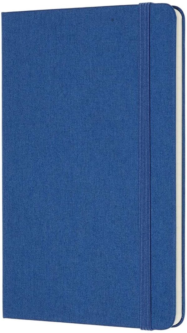 Classic Notebook, Taccuino con Pagine Bianche e a Righe, Copertina Rigida in Cotone Canvas e Chiusura ad Elastico, Formato Medium 11,5 x 18 cm, Colore Blu Lapis, 144 Pagine