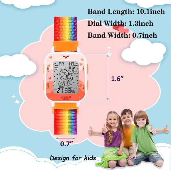 Venhoo Orologio Digitale per Bambini Cinturino in Nylon Intrecciato per Sport all'aria aperta, 7 Orologi da Polso Colorati con retroilluminazione con sveglia Cronometro Luminoso per Bambine