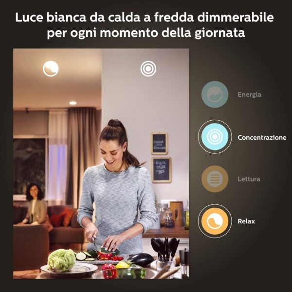 Philips Hue White&Color Ambiance Lampadina Smart Led, Bluetooth, Controllo Vocale, Dimmerabili, E27, A60, 6,5W, - immagine 4