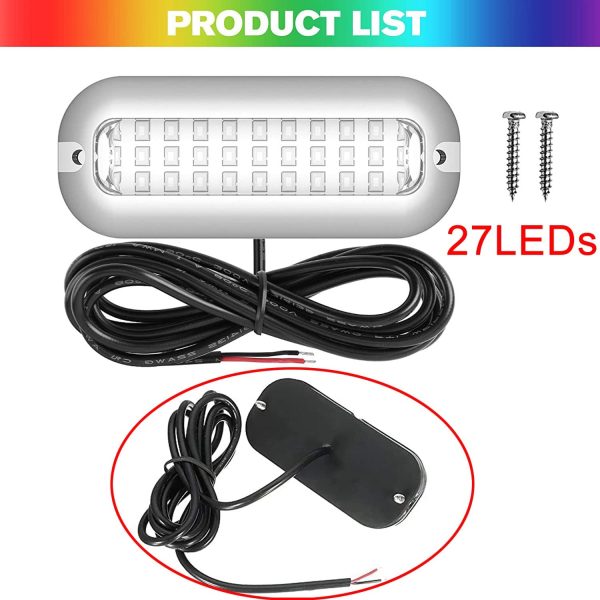 27 LED luci a LED subacquee per barche,pontoni marini Luce di poppa per barche subacquee,Luci di coperta per barche in acciaio inossidabile IP68 impermeabili Luci da pesca a poppa a led - Blu - immagine 2