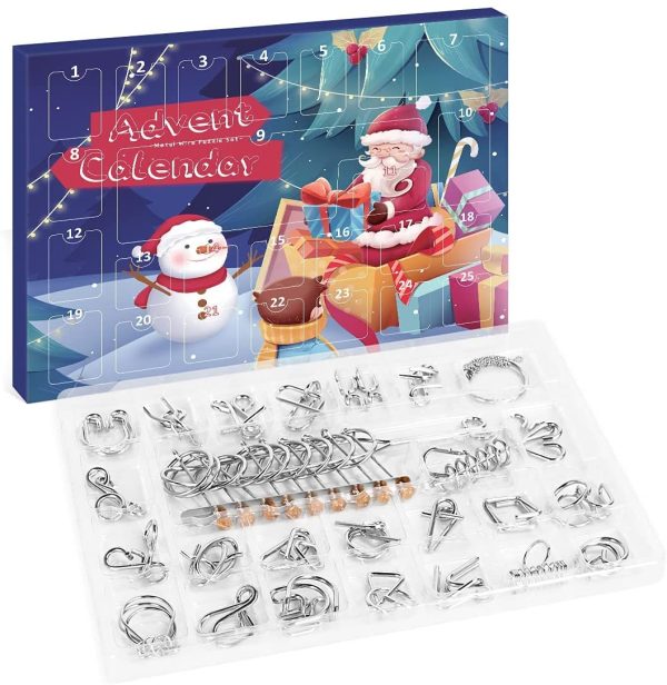 Calendario dell'Avvento 2021, 25pcs Rompicapo in Metallo, Calendario del Conto alla Rovescia di Natale, Giochi Rompicapo per Bambini Sorpresa Regalo di Natale per Bambini e Adulti