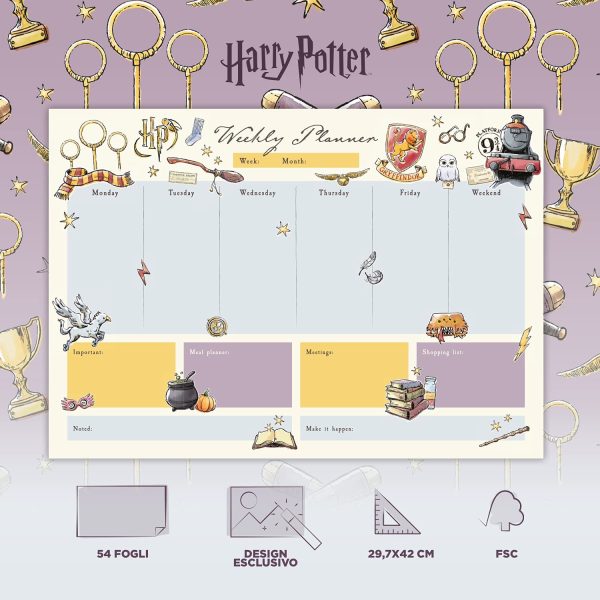 '- Planning da Tavolo Harry Potter A3, con planner settimanale e 54 fogli a strappo, perfetto come agenda appuntamenti, 29,7x42 cm - immagine 2