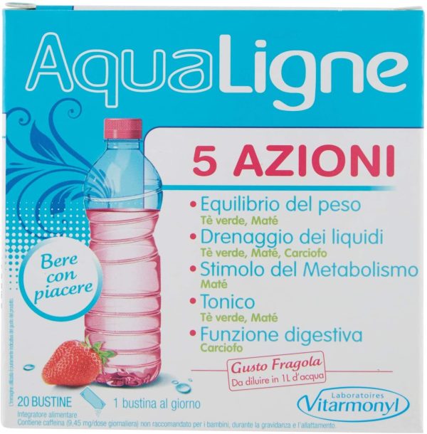 AQUALIGNE 5 AZIONI Vitarmonyl ??Integratore 20 bustine ??5 azioni combinate: drenante, equilibrio del peso, metabolica, tonificante e digestiva - immagine 2