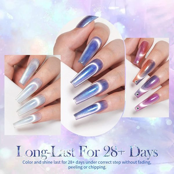 BORN PRETTY Smalto Semipermanente Magnetico Cat Eye, Magnetico Gel Polish Auroras Snowlight Shining Cat Eye Soak Off UV LED Gel Polish - immagine 4