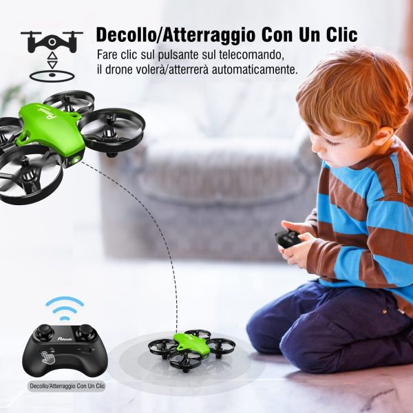 Potensic A20 Mini Drone per Bambini con 3 Batterie, Drone Giocattolo Economico per Bambini e Principianti, Quadricottero RC con Modalità Senza Testa, 3D Flip, Avvio/ Atterraggio con Un Pulsante, Verde - immagine 3