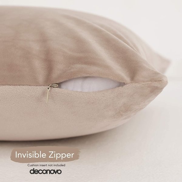 Federe Cuscini 65x65 CM per Divano Camera da Letto, Copricuscini Arredo Casa, Fodere Moderne Elegante Morbido Resistente, in Velluto, con la Cerniera Invisibile, Set da 2, Taupe Chiaro - immagine 6