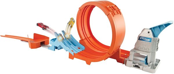 Hot Wheels -Pista Acrobazie nel Loop con Lanciatore Doppio, Rampa a Molla e Macchinina, Giocattolo per Bambini 4+ Anni, GTV13 - immagine 2