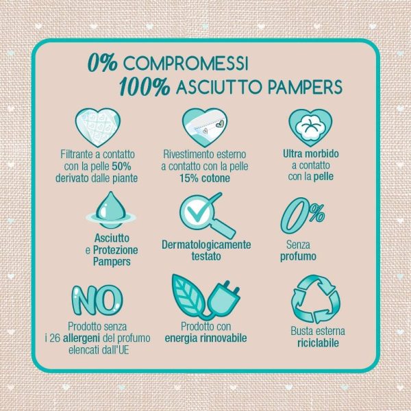 Pampers Naturello Newborn, Pannolini Contenenti Cotone e Materiali Naturali Derivanti dalle Piante, 0% Profumo, Bambini Unisex, Taglia 1 (2-5 kg), Pacco da 35 - immagine 3