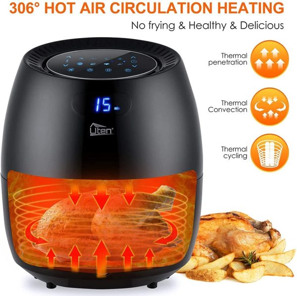 Friggitrice ad Aria 6,5 Litri,  Air Fryer XXL con 8 Programmi, Friggitrice ad Aria Calda Senza Olio, Display Digitale, Ricette PDF, Accessori Diversificati, Senza PFOA&BPA, 1800W. - immagine 5