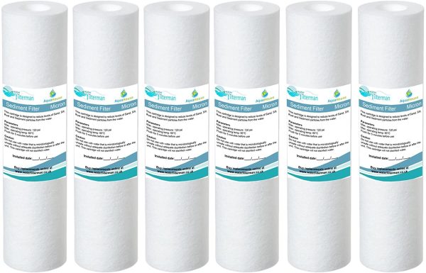 6x  10" Cartuccia filtro acqua per sedimenti per osmosi inversa, palo alimentato ad acqua e filtrazione di particelle, per contenitori di filtro standard da 10" - 5 micron - immagine 2