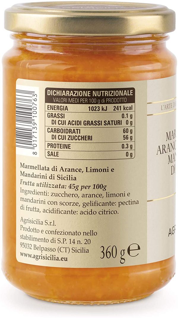 Agrisicilia Marmellata di Arance, Limoni e Mandarini di Sicilia - 360 g