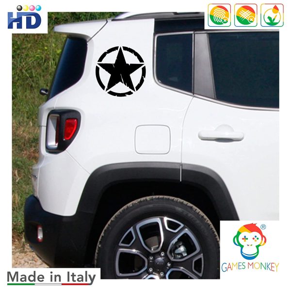 Adesivo Stella Militare Distrutto US Army - Confezione Kit Forme - 2 Pezzi - 4x4 Off Road Auto Moto - Varie Dimensioni 5 10 15 20 25 30 cm - Made in Italy (5 Cm, Arancione) - immagine 3