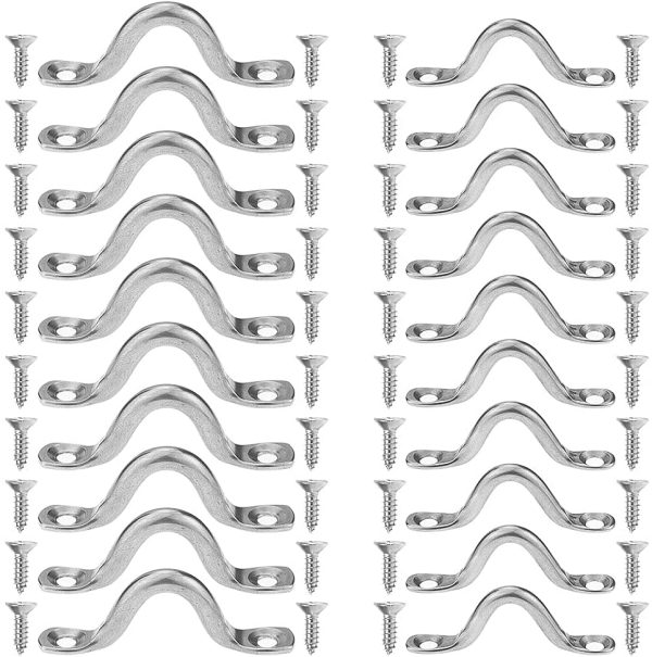 20 Pezzi Kayak Deck Loops, Cinghie a Occhiello in Acciaio Inox con 40 Viti, Canoa Deck Loop per Kayak Rigging Forniture Marine Hardware Barca - immagine 2